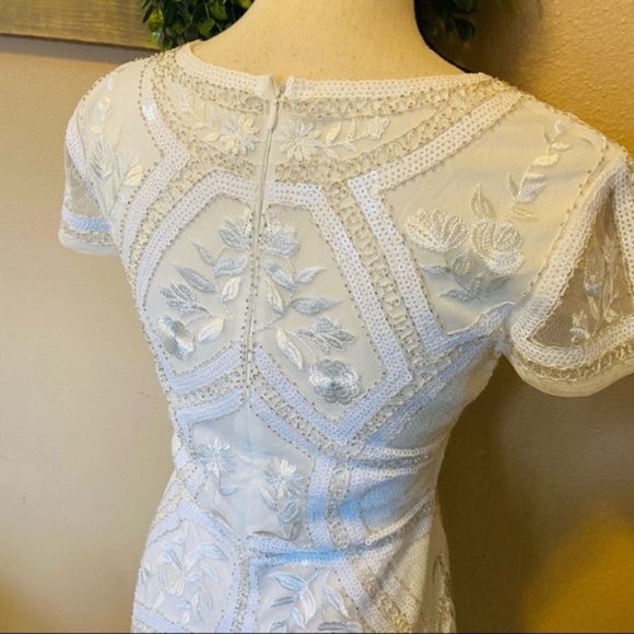 NWOT Lulus Spread Your Shine White Sequin Embroidered Bodycon Dress - Picture 5 of 16